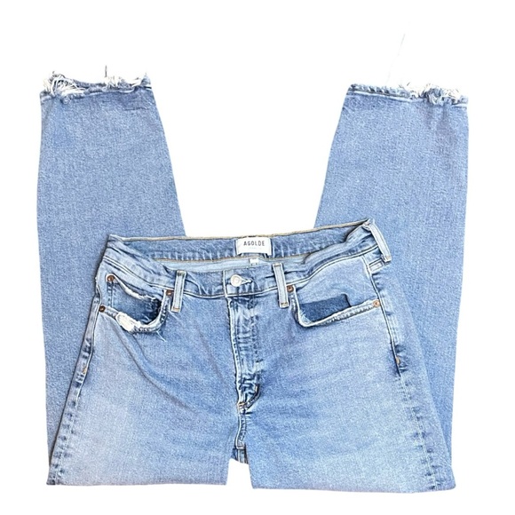 AGOLDE Kye Mid Rise Straight Leg Distressed Hem Medium
Blue Denim Jean Size 29 - Picture 5 of 11